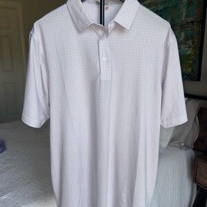 Men's White Patterned Polo Shirt